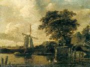 Meindert Hobbema Windmill at the Riverside Germany oil painting artist